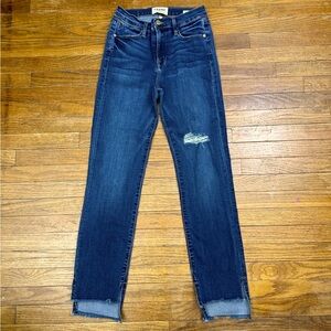 Frame Denim Le High Straight Raw Split Hem Charlotte Blue Jeans Size 27 USA